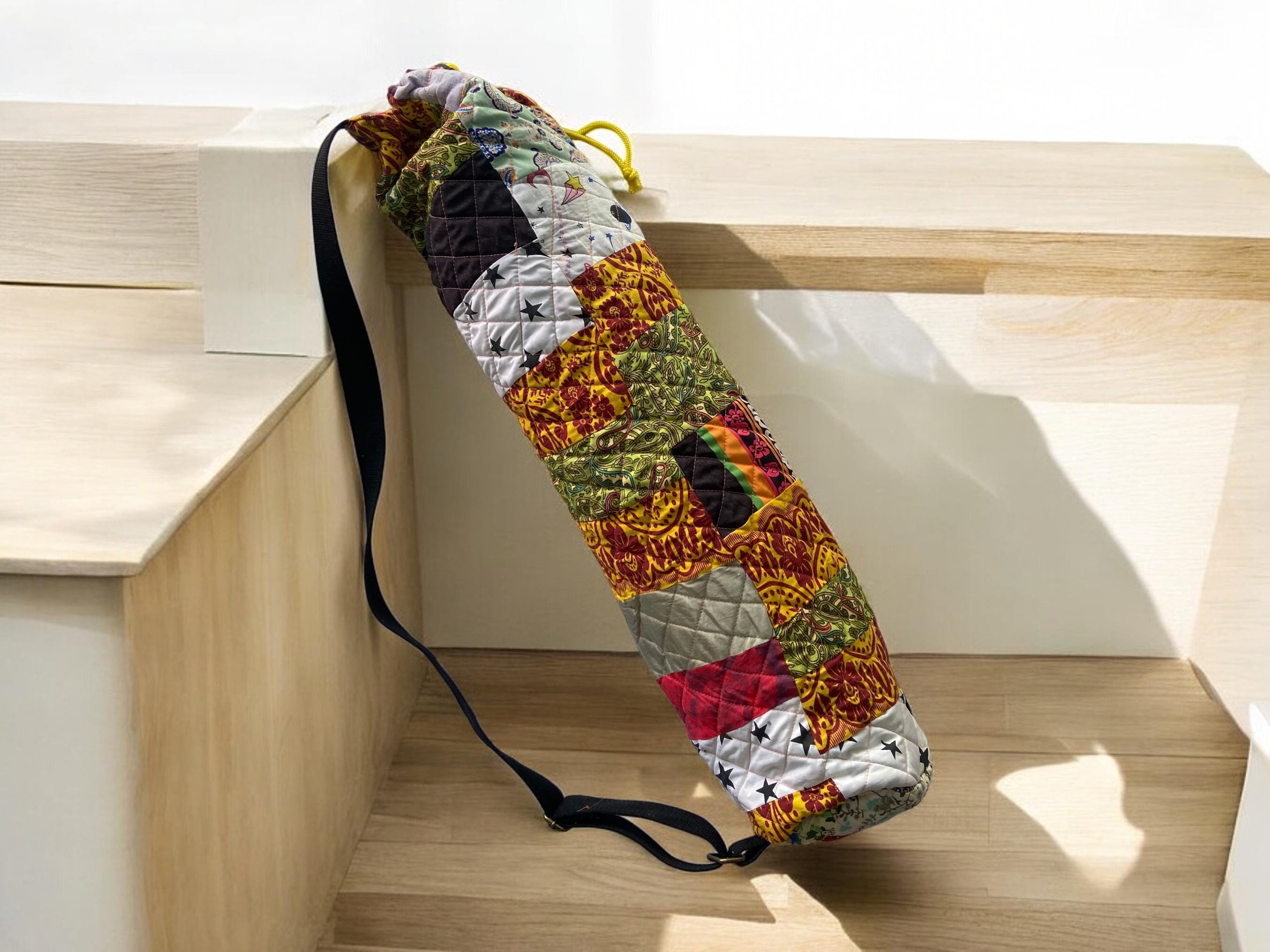 Patchwork Quilted Yoga Mat Bag With Customizable Size Drawstring Closure Adjustable Handle Cotton Lining Perfect Gift for Mother s Day Etsy
