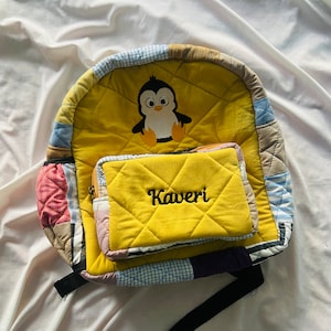 Bébé pingouin - Sac à dos personnalisé parfait pour les enfants, cadeau personnalisé - Sac à dos pour tout-petit avec image et nom brodés - Cadeau pour les enfants