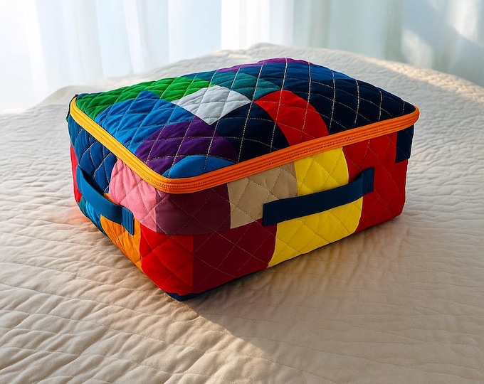Breathable storage bin for blankets, pillow, quilt- Zero Waste Home Organization House warming Gift, Bedding Container, Bed Sheet bag Handle