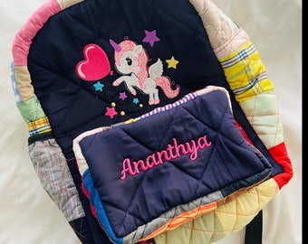 Individueller Rucksack perfekt für Kinder, personalisierter Geschenkbeutel - Kleinkindrucksack mit Stickbild und Name - Geschenkbeutel für Kinder, Babyrucksack