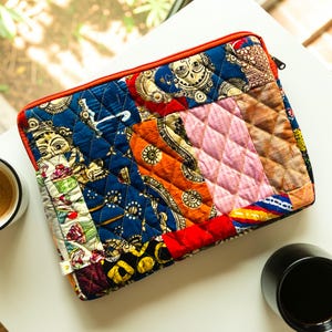 14 inch Indian Print Patchwork Laptop Sleeve: Quilted Padded Macbook Case | Cover fits All Devices | Custom Size