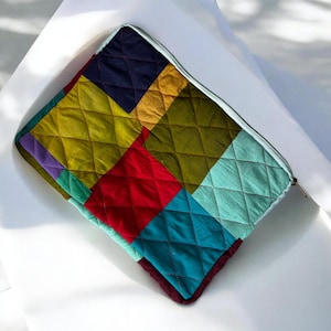 Boho Soft Laptop Sleeve Cover for All Size Devices, Patchwork Quilted, Size Customised