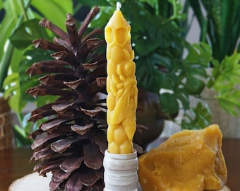 Honeybee Taper Candle – Handmade 100% Local Beeswax | Eco-Friendly, Farmhouse Decor, Bee Lover Gift