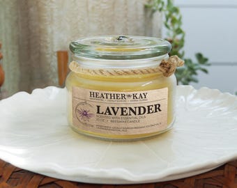 Lavender Essential Oil Beeswax Candle | Aromatherapy, Nontoxic, 10oz