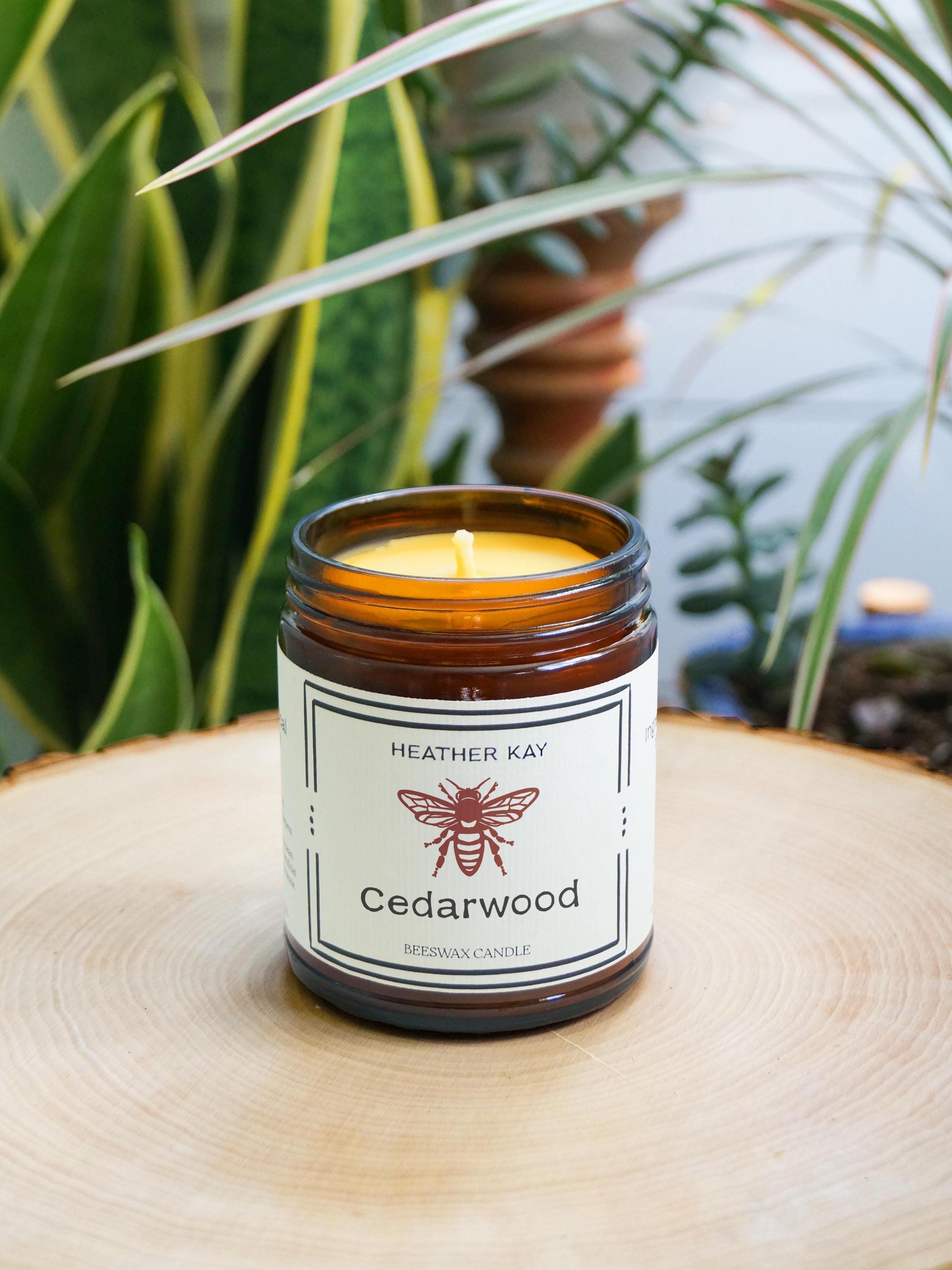 Cedarwood Essential Oil Beeswax Candle 100% Essential Oils