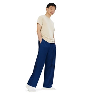 Blue and Black Marble Unisex Wide-Leg Pants