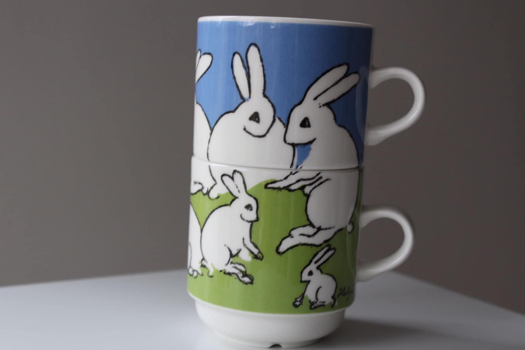 Arabia Finland BUNNIES Mugs Cup Games - Design by Heljä