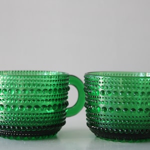 Set of 2 Nuutajärvi Kastehelmi ( Dewdrop ) green coffee cup 12 cl Vintage  - design by Oiva Toikka