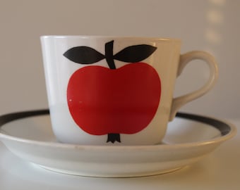 RARE Arabia Finland OMENA (appel) koffiekop en schotel - Model van Kaj Franck