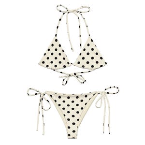 Polka Dot Bikini, Black and White Vintage Swimsuit Set