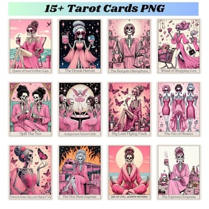 15+ Sarcastic Tarot Card Png, Funny Skeleton Tarot Cards Clipart, Sublimation Design, Pink Tarot Card Sublimation, Sarcastic Digital File