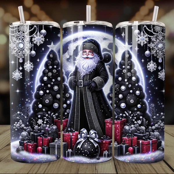 Gothic Santa Claus Tumbler Wrap, Gothic Holiday Theme Black Art, Trending Christmas Sublimation Designs, 30oz Tumbler Wrap PNG
