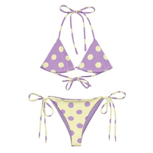Purple and Yellow Polka Dot Bikini, Adjustable String Two Piece
