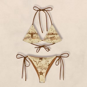 Cowgirl Bikini | Retro Western Print with Bull Skulls & Stars For Country Music Fans