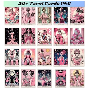 20+ Tarot Karten Png, sarkastische Skeleton Clipart, Lustige Tarotkarten, Sublimationsdesign, Rosa Tarotkarte Sublimation, sarkastische Digitale Datei