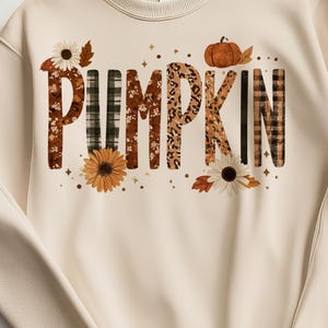 Pumpkin PNG, Leopard Plaid Fall Sublimation Design, Sunflower Daisy Autumn Pumpkin Digital Download