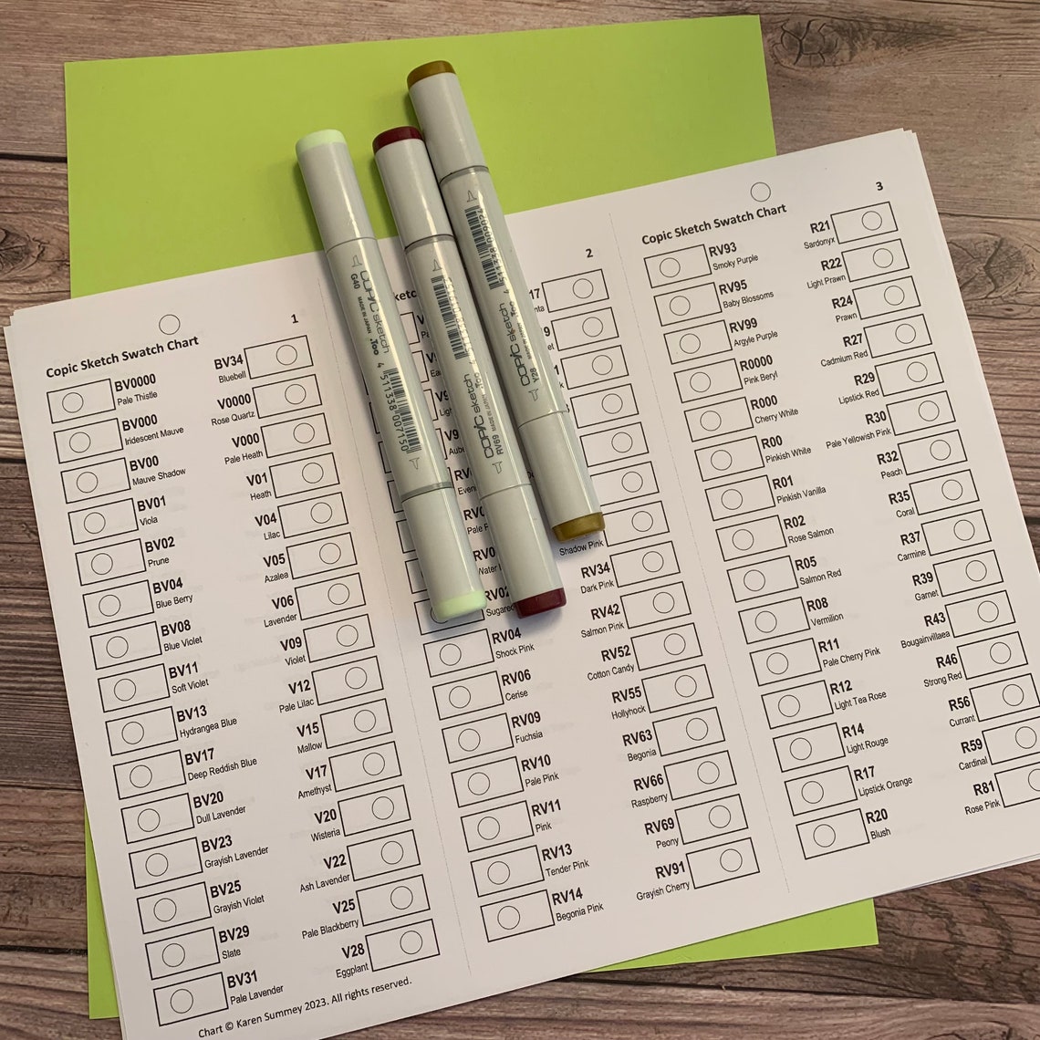 Copic Sketch Swatch Cards: All 358 Colors (digital Download) - Etsy