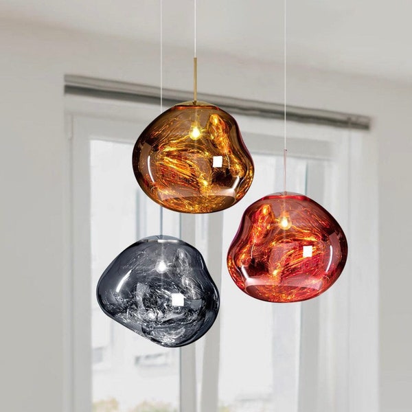 Handmade Multicolor Bubble Pendant Light, Unique Kitchen Lighting