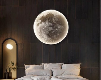 Modern Moon Wall Lamp,Moon Indoor Lighting,Metal Moon Lamp Shade,Nordic Moon Sconces,Housewarming Thanksgiving Gifts,Living Room Home Decors