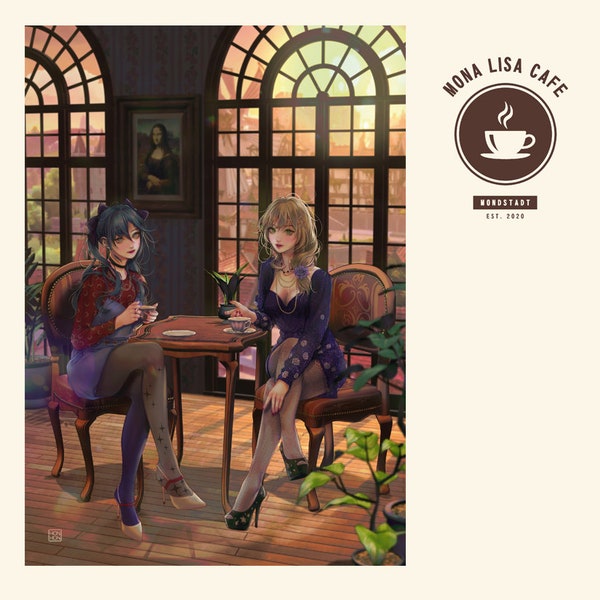 DINA4 Print "MonaLisa Cafe" [ Genshin Impact - Mona | Lisa ]