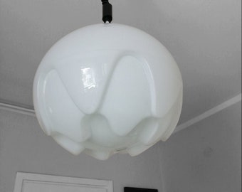 Space Age Glass Pendant Lamp/White Ceiling Lamp/Peill & Putzler/ MCM Light/Vintage White Seerose pendant lamp/Mid Century Modern Lighting