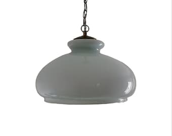 Vintage vit opalglas pendellampa / Vintage taklampa / Retro hänglampa / Mid-Century Modern lampa / Tillverkad i Jugoslavien / 1970-talet