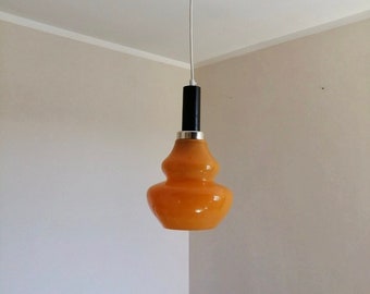 Orange Glass Pendant Lamp / Vintage Orange Hanging Lamp / Mid-century Ceiling Light / MCM Modern Light / Made in Germany/Retro Light