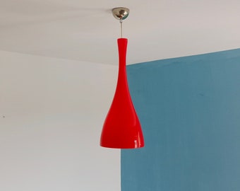 Modern Pendant Lamp/Vintage Ceiling Light/Red Pendant Lamp/Hand Blown Glass Hanging Lamp/Tube Style Lamp/MCM Modern Lighting/Retro Lighting