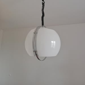 Space Age Pendant Lamp,Guzzini/Modern Polam Meos Style Lamp/White Plastic Hanging Light/Retro Ceiling Light/Mid Century Modern
