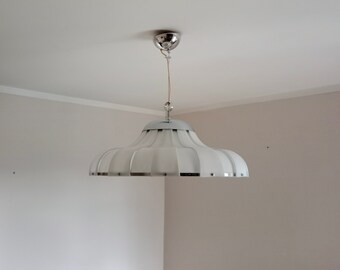 Large White Abs & Glass Pendant Light By Guzzini For Meblo/ Space Age Ceiling Light/Guzzini Lamp/MCM Lighting/70s Design/Italian Design
