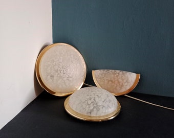 Set of Three Ceiling or Wall Lamps from Glashütte Limburg, Germany,80s/Vintage Glass Flush Mount Light/Mid Century Wall Light/Vintage Sconce