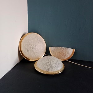 Set of Three Ceiling or Wall Lamps from Glashütte Limburg, Germany,80s/Vintage Glass Flush Mount Light/Mid Century Wall Light/Vintage Sconce