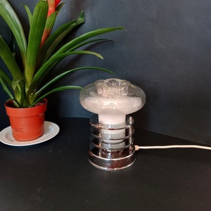 Vintage Table Lamp/Chrome Table Lamp/Glass Metal Table Lamp/Office Desk Lamp/Mid Century Modern Table Lamp/Made in Yugoslavia/70s Lighting