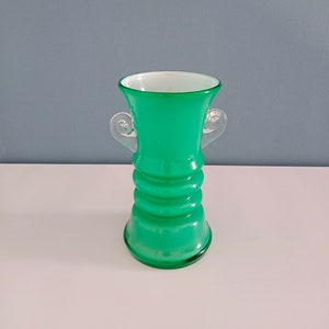Vintage Green Glass Vase/Glass Vase by Jerzy Słuczan-Orkusz/Design Glass Vase/Art Glass Vase/Mid Century Vase/Retro Glass Vase