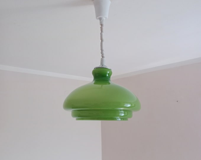 Vintage Green Glass Pendant Lamp / Space Age Pendant Lamp / Etsy