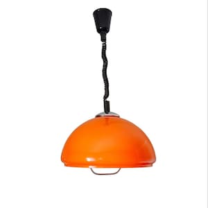Vintage Orange Glass Pendant Lamp / Space Age Orange Ceiling Lamp/Vintage Hanging Lamp / Mid Century Light / MCM Modern Lighting/1970s Light