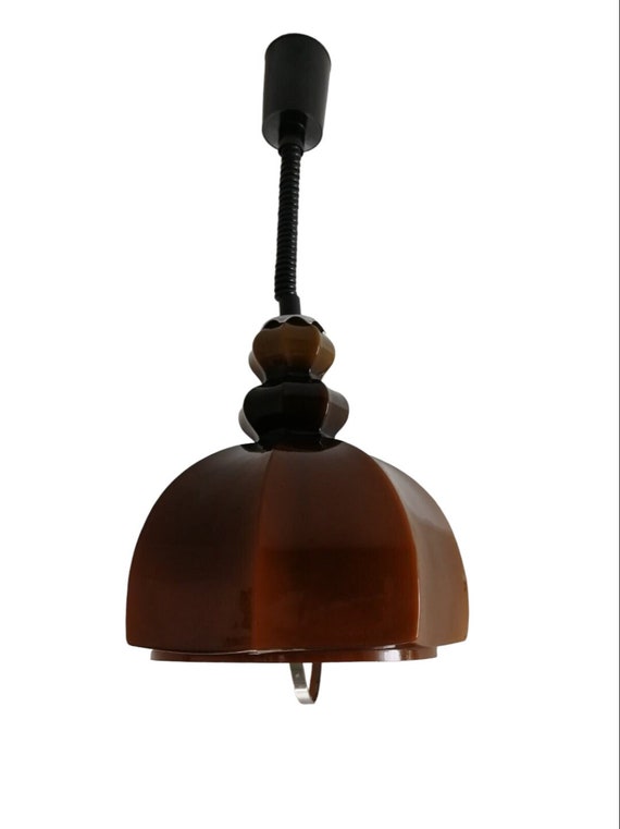 Vintage Brown Glass Pendant Lamp/Retro Lighting/Vintage  Hanging Lamp/MCM Modern Lighting/Mid Century Ceiling Lamp/Made in Yugoslavia/1970s