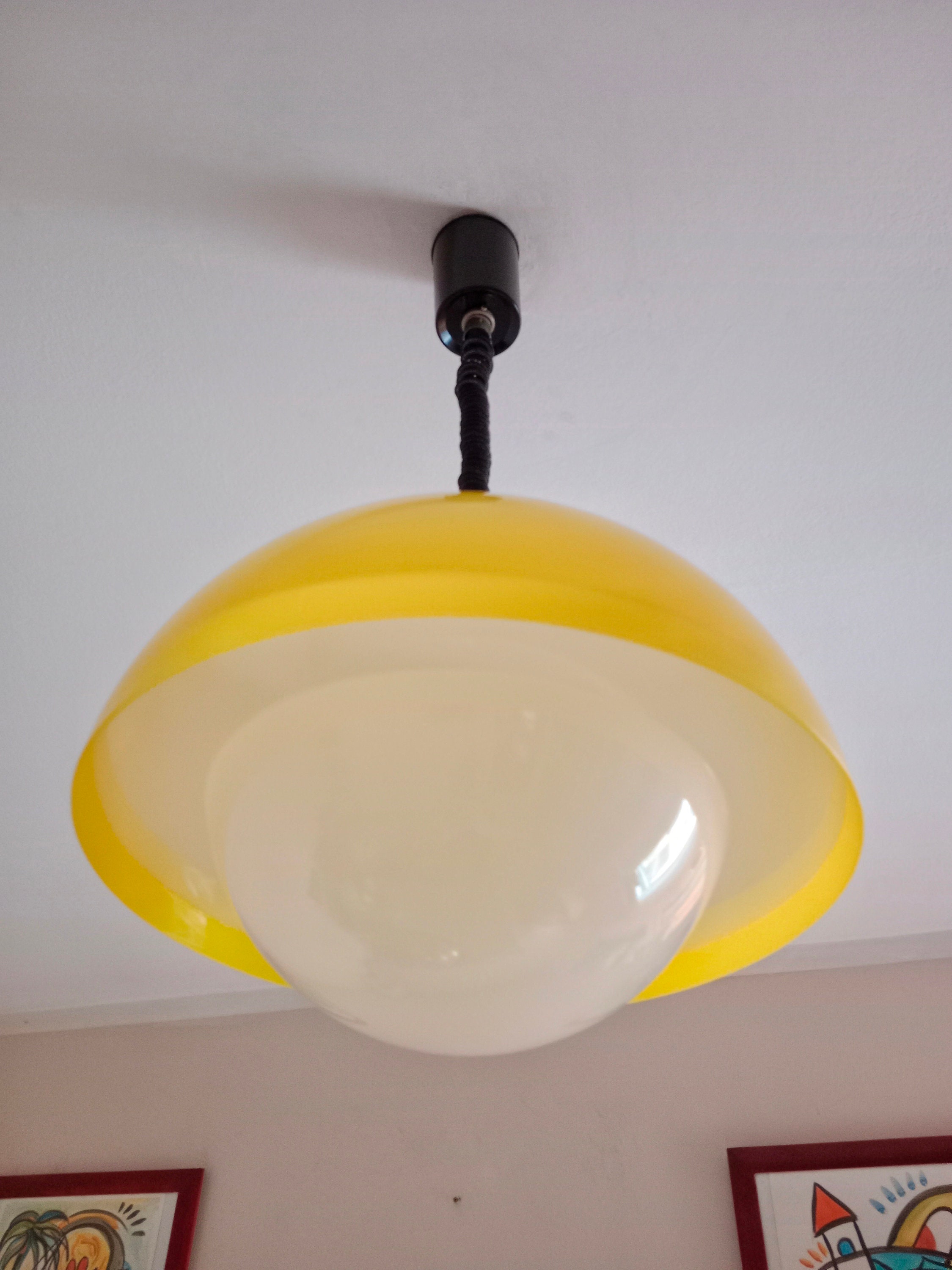Space Age Yellow Plastic Pendant Lamp/vintage Ceiling Light/mid