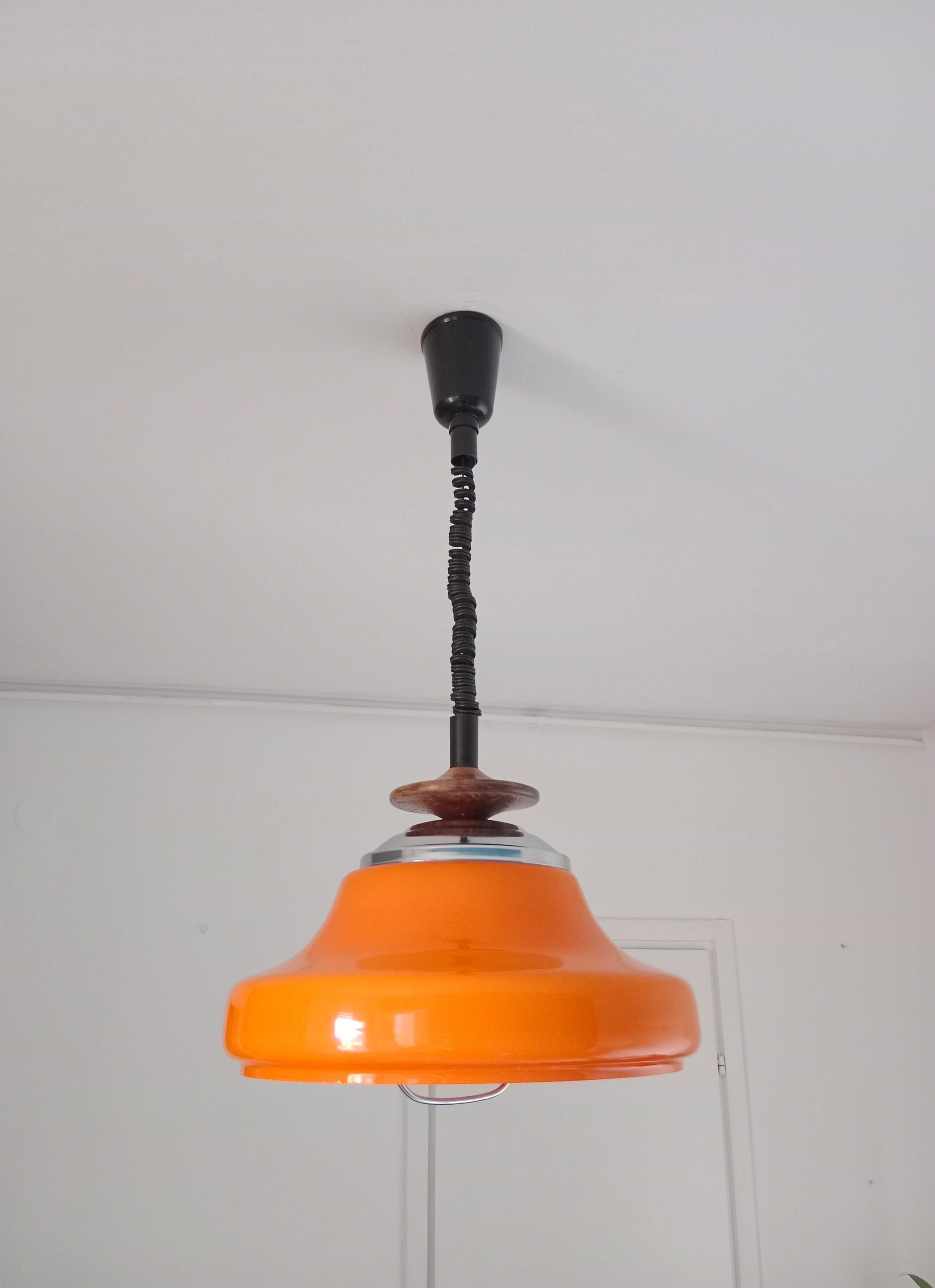 70s hanging lamp orange - Etsy 日本