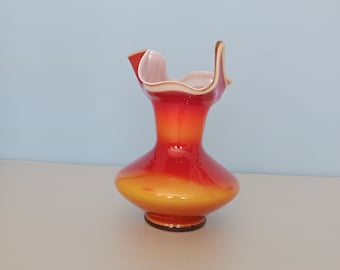 Vintage Orange Glass Vase by Dragan Drobnjak/Made in Yugoslavia/70s Glass Vase/Mid Century Blown Glass Vase/Fazaletto Glass Vase/Retro Vase
