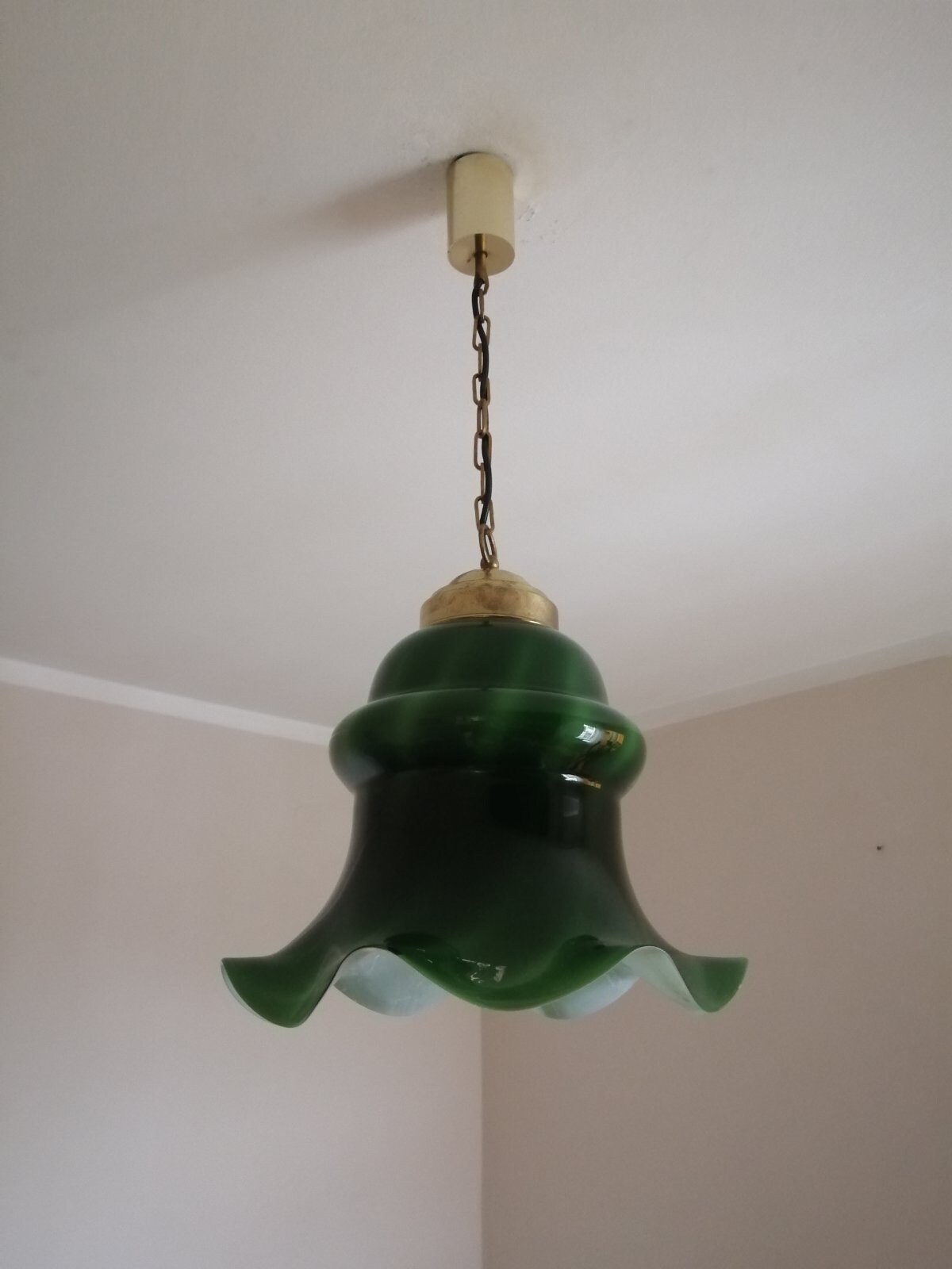 Art Deco Green Pendant Lamp/Blown Glass Green Pendant Lamp/Vintage Ceiling Lamp/MCM Lighting/Mid Century Modern Light /Made in Germany/1960s