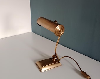 Art Deco Messing Klavier Lampe,Solken Leuchten,Deutschland,80er Jahre /Vintage Messing Tischlampe/Bürolampe/Schreibtischlampe/Banklampe/Mid Century Tischlampe
