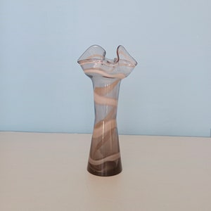Mid Century Blown Glass Vase by Dragan Drobnjak/Made in Yugoslavia/70s Glass Vase/Vintage Fazzoletto Glass Vase/Design Vase/Retro Glass Vase