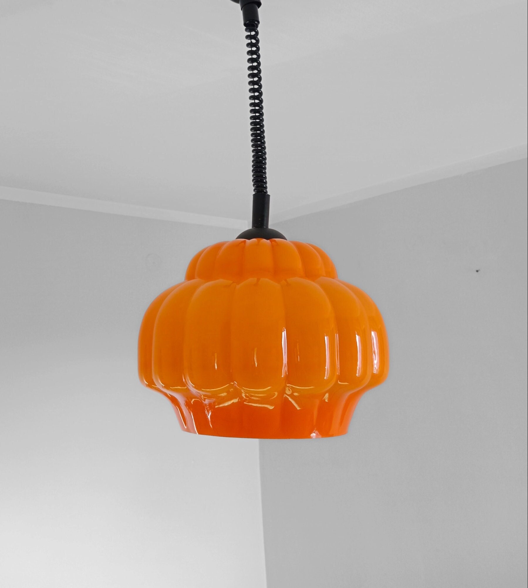 Vintage orange glass sale lamp