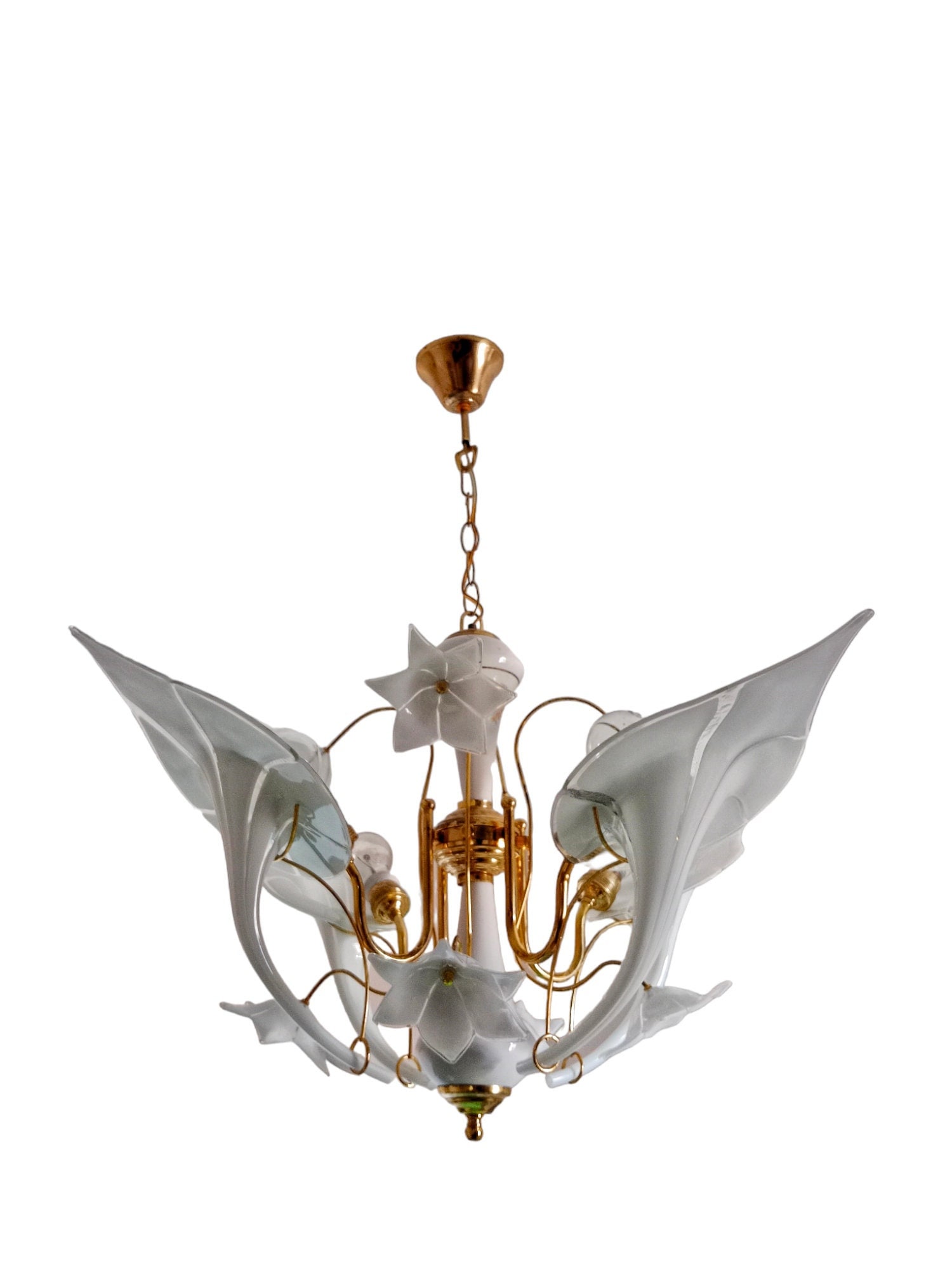 ヴィンテージ ムラーノガラス カラーリリー シャンデリア、ミッド