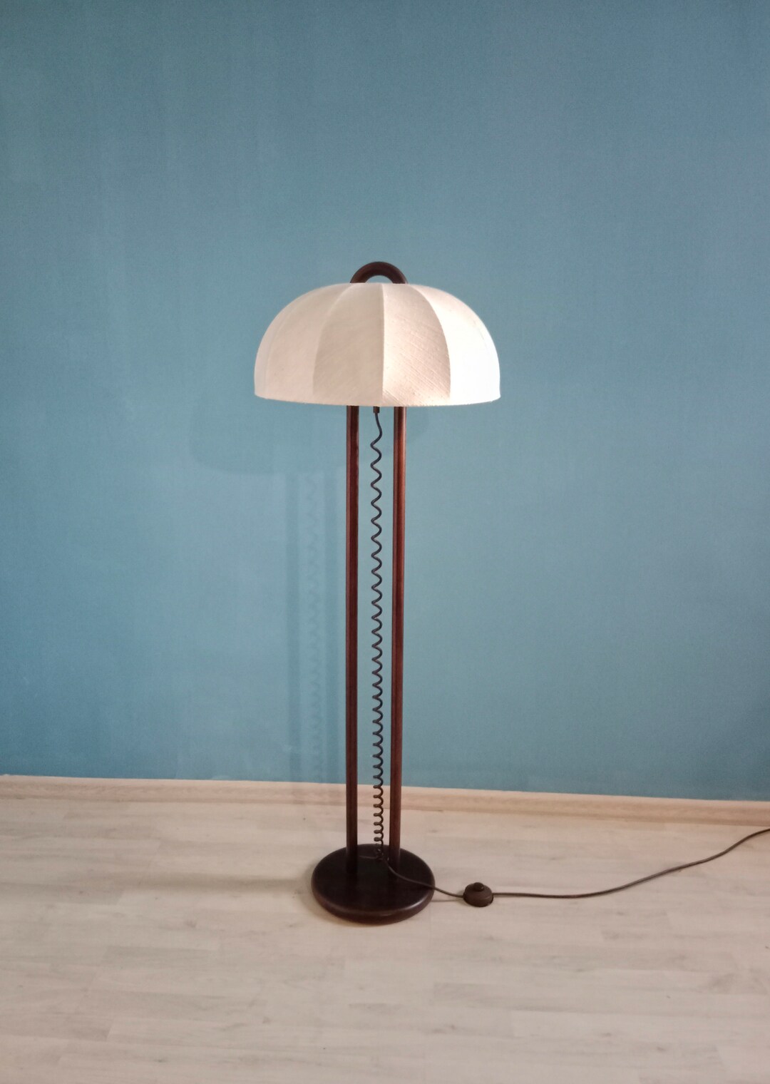 Vintage Wooden Floor Lamp/mushroom Floor Lamp/teak Floor - Etsy