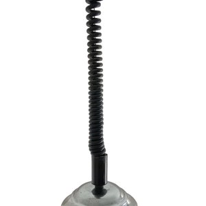 May include: A black and silver hanging lamp with a spring-coil cord.