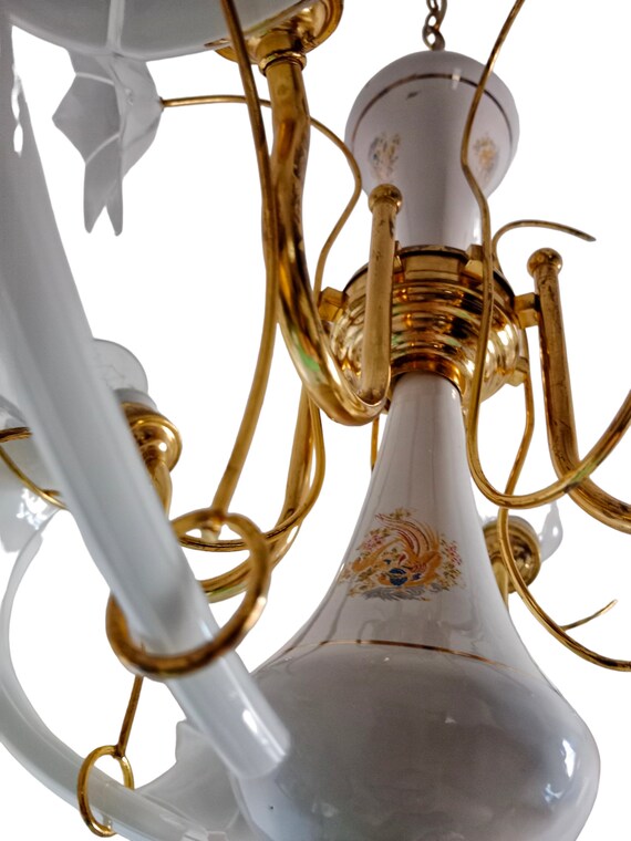 ヴィンテージ ムラーノガラス カラーリリー シャンデリア、ミッド