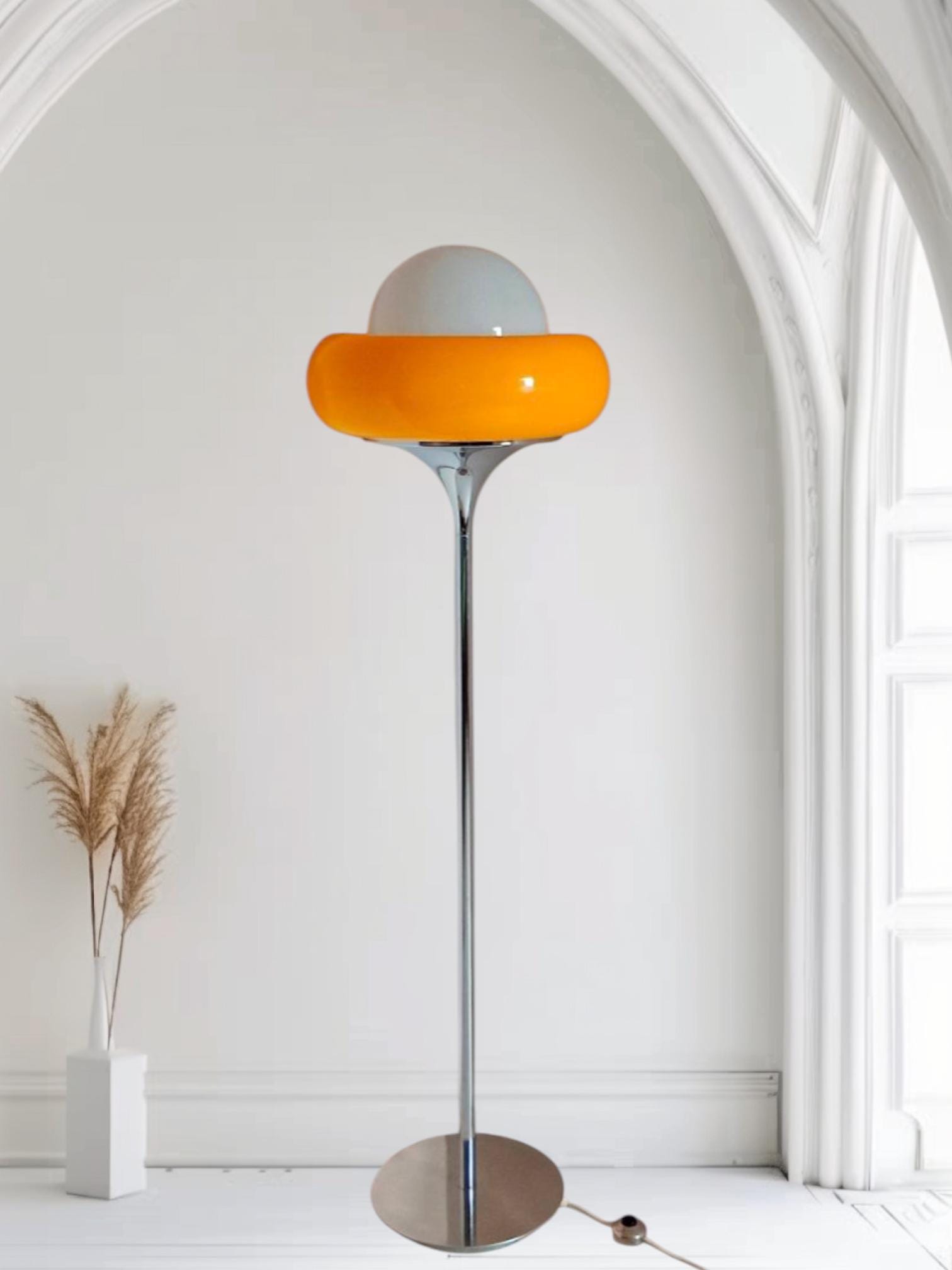 Rare Harvey Guzzini Jadran Floor Lamp, Mid Century Modern Space