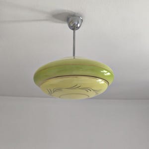 Art Deco Pendant Lamp/Vintage Green Pendant Lamp/Art Deco Glass Chandelier/UFO Pendant Lamp/Space Age Pendant Lamp/Mid Century Modern